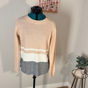 Becaal Colorblock Sweater - Cream, White, Gray